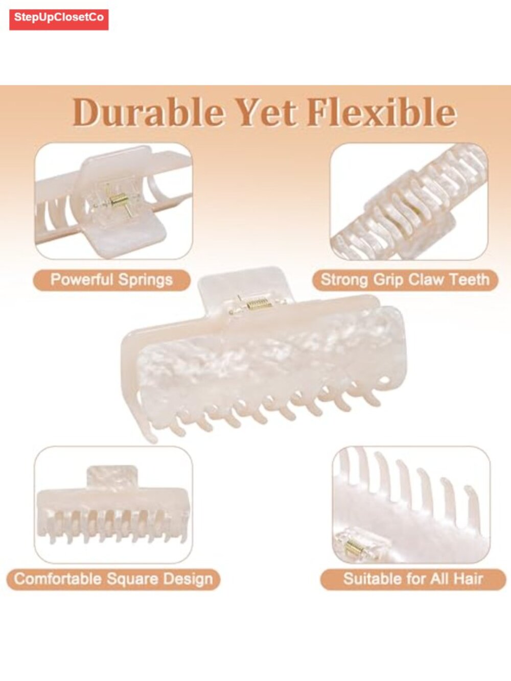 Large Acetate Hair Clips for Thick Hair, Strong Hold Claw Clip - Picture 4 of 6